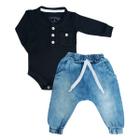 Conjunto Roupa Bebê Body Manga Longa Calça Jeans