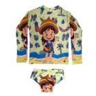 Conjunto Roupa de Banho Infantil Biquini Blusa Proteção Solar Uv50+ Personagens