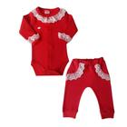 Conjunto Roupa De Bebê Menina Saída Maternidade Enxoval Vermelho Rosa