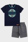 Conjunto Roupa Infantil Menino Marlan Camiseta Estampa Tropical + Bermuda Confortável Dia a Dia