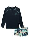 Conjunto Roupa Menino Camiseta e Sunga em Malha UV Dry Com Proteção Piscina Praia UV50+ LucBoo