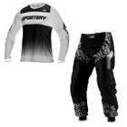 Conjunto Roupa Motocross Trilha Calça Insane In Black E Camisa Sportbay Oficial 01 Branco Preto