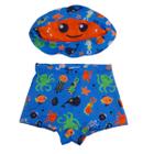 Conjunto Roupas de Banho Sunga E Chapeu Bebe Baby Proteção Uv 50 Siri Kit Praia Natação Até 2 Anos