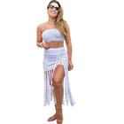 Conjunto Saida de Praia Franja Tricô Malharia 3 peças