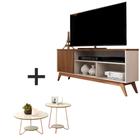 Conjunto Sala com Rack Malbec e Mesa de Centro / Lateral Liz Off White Freijo - Giga Móveis