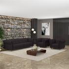 Conjunto Sala de Estar 1 Sofá Living 200cm e 2 Poltronas Stanford Chesterfield Pés Madeira Couro Borgonha G58 - Gran Belo