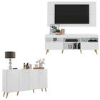 Conjunto Sala de Estar Rack/Painel TV/Aparador Multimóveis Sofia FG1005 Branco/Natural