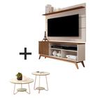 Conjunto Sala de Estar Wood 136 Rack com Painel e Mesas de Centro / Lateral Off White Freijo