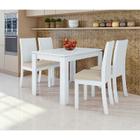 Conjunto Sala de Jantar 4 Cadeiras Athenas 120 Lopas Branco/Linho Rinzai Bege