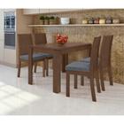 Conjunto Sala de Jantar 4 Cadeiras Athenas 120 Lopas Imbuia Clean/Linho Cinza