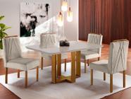 Santi Morumbi  Conjunto Mesa Disamóveis Mônaco Torneada Madeira Maciça 4  Cadeiras 80x80cm Natural