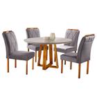 Conjunto Sala de Jantar 4 Lugares Mesa Redonda 1,2m e 4 Cadeiras Moveis Mix