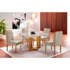 Conjunto Sala de Jantar 4 Lugares Paris Mesa Quadrada Veludo Móveis Mix - Móveis Mundial