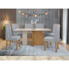 Conjunto Sala de Jantar 6 Cadeiras Astrid 170 Lopas Amêndoa Clean/Off White/Linho Cinza Claro