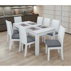 Conjunto Sala de Jantar 6 Cadeiras Athenas 200 Lopas Branco/Linho Cinza - Lopas