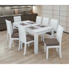 Conjunto Sala de Jantar 6 Cadeiras Athenas 200 Lopas Branco/Suede Animale Bege