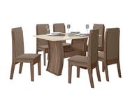 Conjunto Sala de Jantar 6 Cadeiras com Mesa 1,35m Atenas Amêndoa - Celta Móveis