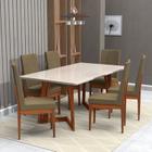 Conjunto Sala de Jantar 6 Lugares com Mesa e Cadeira em Veludo 160x90cm A104 Móveis Meneghetti