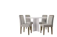 Conjunto Sala de Jantar Anitta 1,20m e 4 Cadeiras Amanda Off White/Imbuia/Animalle Marfim - FdECOR
