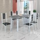 Conjunto Sala de Jantar Bahia Mesa Tubo 140x75cm Tampo Pedra Granito Topázio com 6 Cadeiras