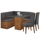 Conjunto Sala de Jantar Canto Alemão com Baú Liebe com Mesa Lord e 2 Cadeiras Bele Veludo Viero