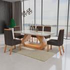 Conjunto Sala de Jantar com Tampo Mdf/vidro 160cmx80cm Mesa Lotus com 6 Cadeiras Viena Luxo