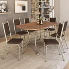 Conjunto Sala de Jantar Egeu com Mesa e 6 Cadeiras Prata/Marrom Carraro