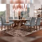 Conjunto Sala de Jantar Genova Chocolate/off White com 6 Cadeiras Genova Estofadas Suede - Cinza - LAZARINI