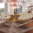 Conjunto Sala de Jantar Genova Cinamomo/off White com 8 Cadeiras Genova Estofadas Suede - Bege - LAZARINI