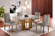 Conjunto Sala De Jantar Lisy 1,20x0,90 Com 4 Cadeiras Safira Veludo e Off White