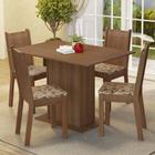 Conjunto Sala de Jantar Madesa Luana Mesa Tampo de Madeira com 4 Cadeiras - Rustic/Bege Marrom