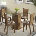 Conjunto Sala de Jantar Madesa Magda Mesa Tampo de Vidro com 4 Cadeiras