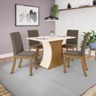 Conjunto Sala de Jantar Mesa 120cm Tampo MDF Canto Reto com 4 Cadeiras Madely Espresso Móveis