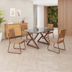 Conjunto Sala de Jantar Mesa 120x90cm Base Império Tampo Mdf Laca com Vidro Napoli Marrom - Móveis Teixeira