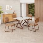 Conjunto Sala de Jantar Mesa 120x90cm Base Império Tampo Mdf Laca com Vidro Napoli Marrom - Móveis Teixeira