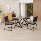 Conjunto Sala de Jantar Mesa 120x90cm Base Império Tampo Mdf Laca com Vidro Napoli