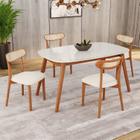 Conjunto Sala de Jantar Mesa 135x80cm Tampo em Mdf com Vidro 4 Cadeiras Ceci