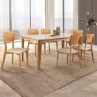 Conjunto Sala de Jantar Mesa 160cm Tampo Madeira/Vidro Rubi Slim com 6 Cadeiras Rubi Tradição Móveis