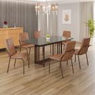 Conjunto Sala de Jantar Mesa 160x90cm Base Pérola Tampo Mdf com Vidro Malibu