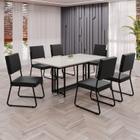 Conjunto Sala de Jantar Mesa 160x90cm Base Pérola Tampo Mdf Laca com Vidro Napoli Preto - Móveis Teixeira