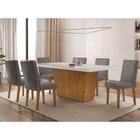 Conjunto Sala de Jantar Mesa Aida 180 cm com Vidro e 6 Cadeiras Lunara