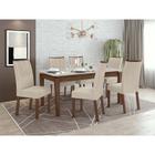 Conjunto Sala de Jantar Mesa Áries Com 6 Cadeiras Apogeu Lopas Imbuia Clean/Off White/Linho Rinzai Bege