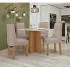 Conjunto Sala de Jantar Mesa Celebrare 90 Com 4 Cadeiras Exclusive Lopas Amêndoa Clean/Off White/Veludo Naturale Creme