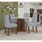 Conjunto Sala de Jantar Mesa Celebrare 90 Com 4 Cadeiras Exclusive Lopas Imbuia Clean/Off White/Linho Cinza Claro