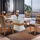 Conjunto Sala de Jantar Mesa Clarice 120x80cm Tampo Vidro/MDF Canto Reto com 4 Cadeiras Valentina Ru