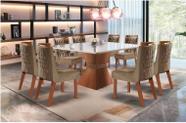 Conjunto Sala de jantar mesa Cronos off white em mdf 8 Cadeira Atena 1,35x1,35 - TH Decorações
