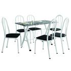 Conjunto Sala De Jantar Mesa Deise Com 6 Cadeiras Diva 1,40m Granito Branco/Preto Artefamol