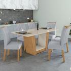 Conjunto Sala de Jantar Mesa Celebrare 120 Com 4 Cadeiras Exclusive Lopas  Amêndoa Clean/Off White/Linho Cinza Claro-Movelito