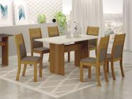 Conjunto Sala de Jantar Clara Mesa Freijo/Off White 1,20m C/ 04 Cadeiras  Joli Palha Moveis Leifer