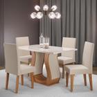 Conjunto Sala de Jantar Mesa Inovare 120x80cm Tampo Vidro/MDP com 4 Cadeiras Venus Linho